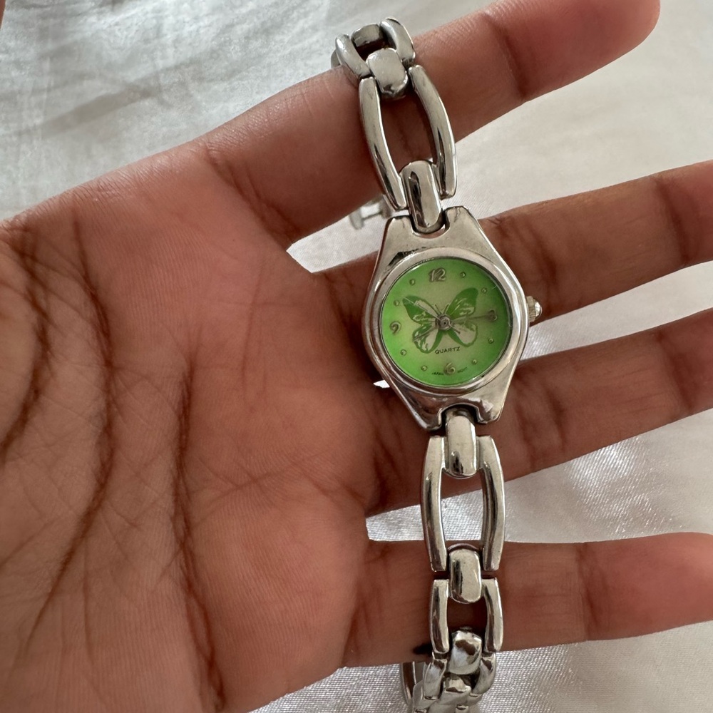 Green Dial Silver Women's Watch